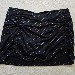 Antigua Womens Golf Skort Sz XL Ruched Black Metallic Stripe Pull On Athletic